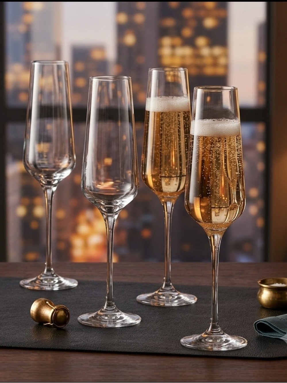 Set of 4 VTG Tapered Glass Champagne Flute Glasses Perfect for that next dinner